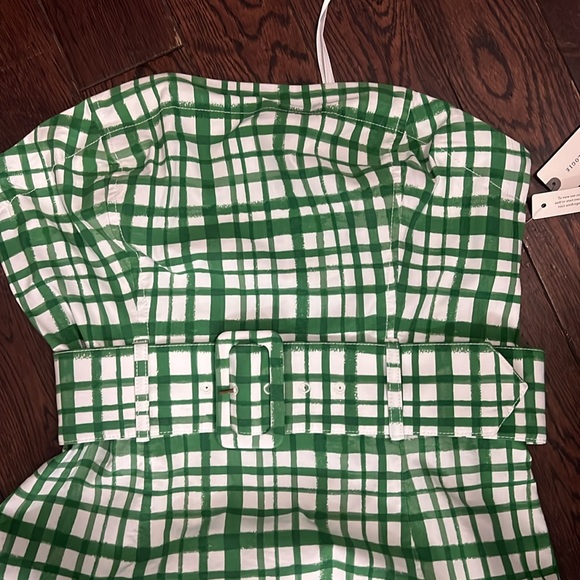 Maeve Strapless Belted Midi Dress green motif - Picture 5 of 13